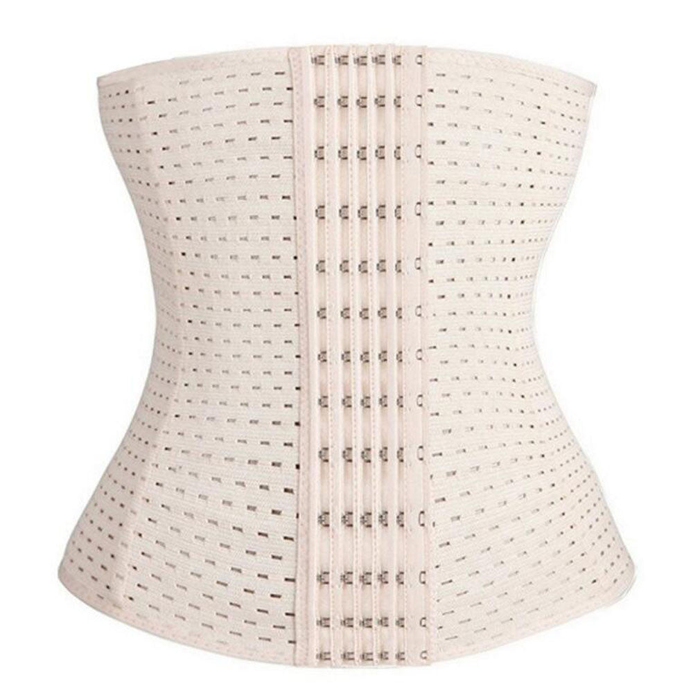 Latex Rubber Hollow Breathable Corset Body Shaper Abdominal Belt BK/2XL