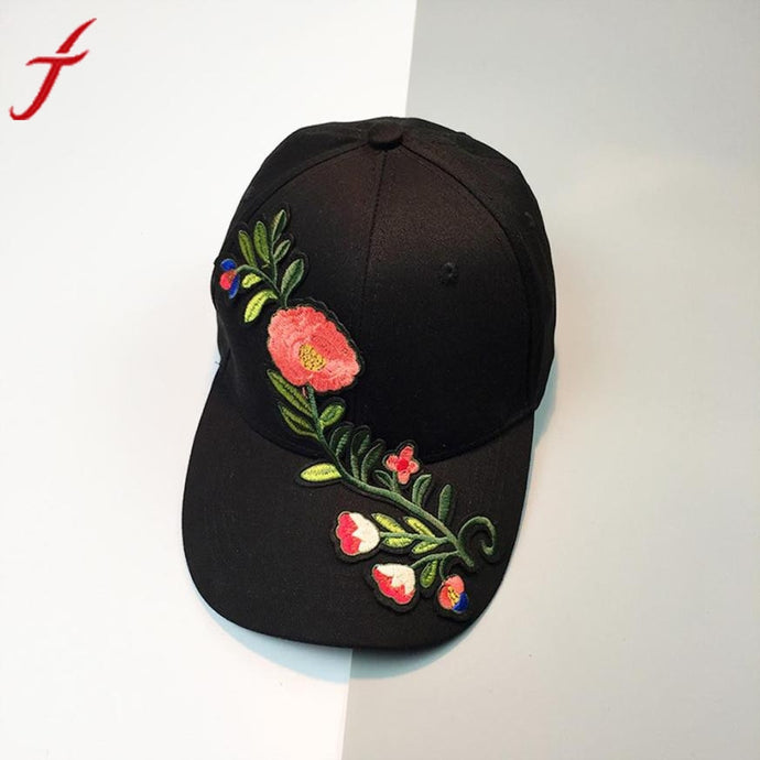 Floral Applique Baseball Cap 2017 Summer New Women Men Couple Unisex Snapback Hip Hop Flat Leisure Hat cap wholesale