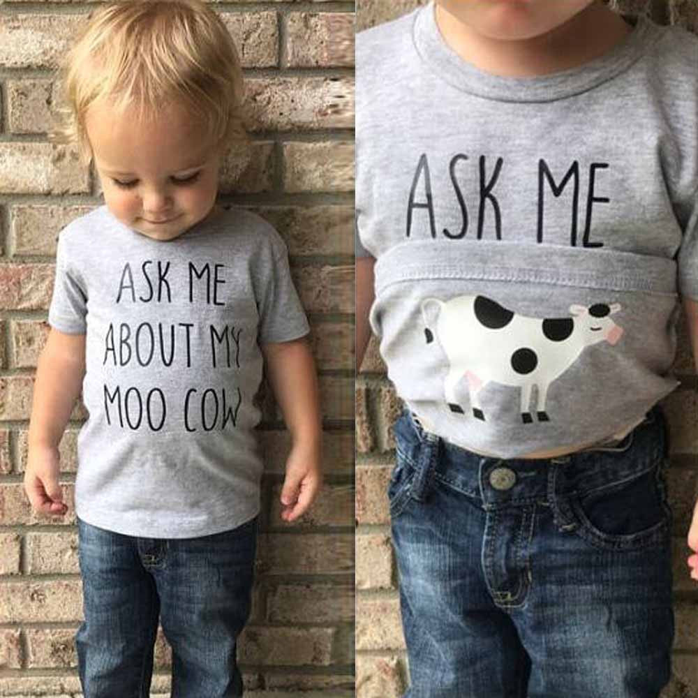 Toddler Kids Baby Boys Clothes Short Sleeve Letter Printing Tops T-Shirt Blouse