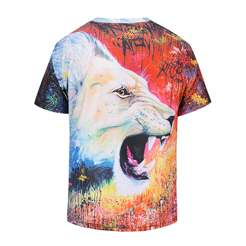 T-shirt cool T-shirt 3D Imprimé Lion T-shirts à manches courtes T-shirts à manches courtes