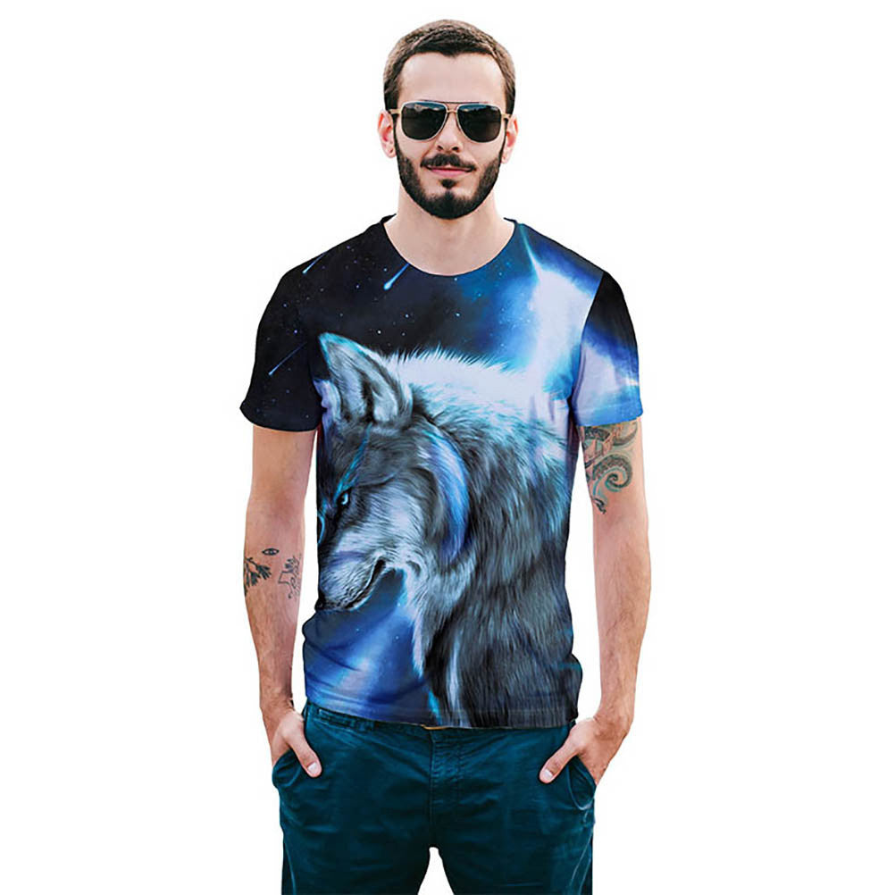 T-shirt cool T-shirt 3D Imprimé Loup À Manches Courtes Été Tops Tees T-shirt Chemise Imprimé Mode