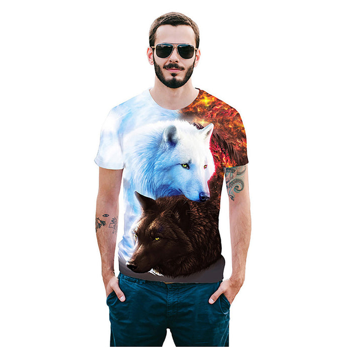 Cool T-shirt 3D T-shirt Print Two Wolves Short Sleeve Summer Tops Tees Tshirt Fashion Animal Print Shirt