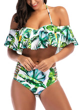 Maillot de Bain femme vert  volants découpe Bikini motif ananas