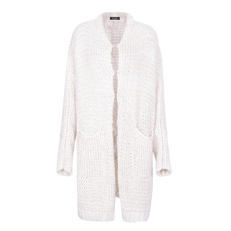 Simplee Casual knitting long cardigan female Loose cardigan knitted jumper 2017 warm winter sweater women cardigan