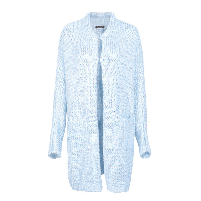 Simplee Casual knitting long cardigan female Loose cardigan knitted jumper 2017 warm winter sweater women cardigan
