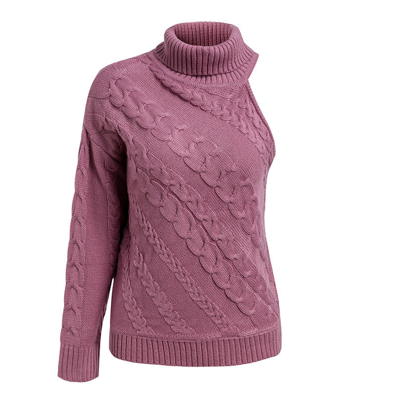 Simplee col roulé une épaule tricoté pull femmes mode twist pulls femme Sexy automne hiver pull haute rue 2018