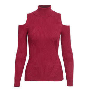 Simplee col roulé à tricoter hiver pull femmes épaule froide pull décontracté femme élégant streetwear pull automne pull 2017