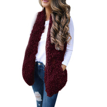 Dames femmes sexy lady fausse fourrure solide gilet sans manches occasionnel chaud gilet