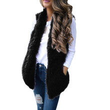 Dames femmes sexy lady fausse fourrure solide gilet sans manches occasionnel chaud gilet