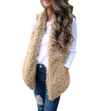 Dames femmes sexy lady fausse fourrure solide gilet sans manches occasionnel chaud gilet