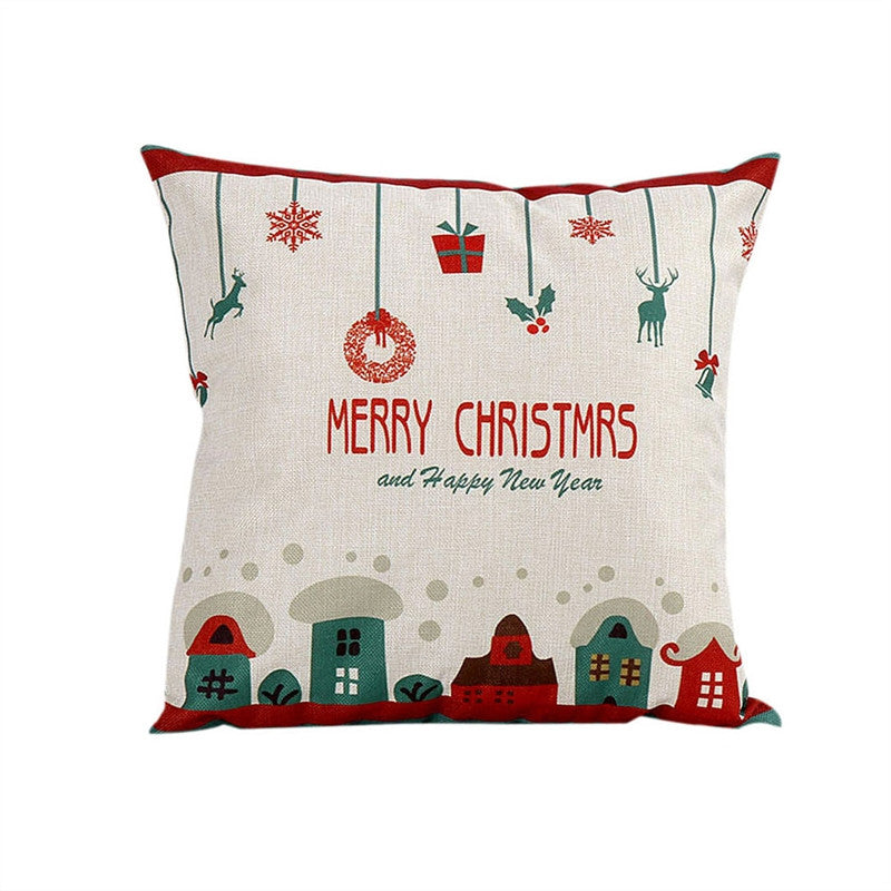 Christmas Bells Style Soft Burlap Throw Pillow Bolster Cushion