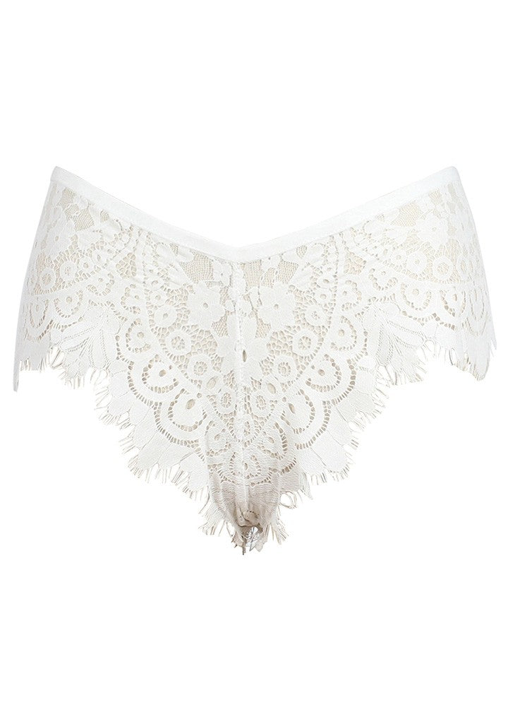 Sexy Women Lace Panties See-through Hollow Out Fringing Underpants Underwear Lingerie