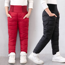 Casual Girl Boy Winter Pants Cotton Padded Thick Warm Trousers Waterproof Ski Pants 10 Years Elastic High Waisted Baby Kid Pant