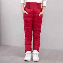 Casual Girl Boy Winter Pants Cotton Padded Thick Warm Trousers Waterproof Ski Pants 10 Years Elastic High Waisted Baby Kid Pant