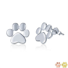 BAMOER 925 Sterling Silver Animal Dog Cat Paw Stud Earrings for Women Sterling Silver Footprints Valentine's Day Gift SCE407